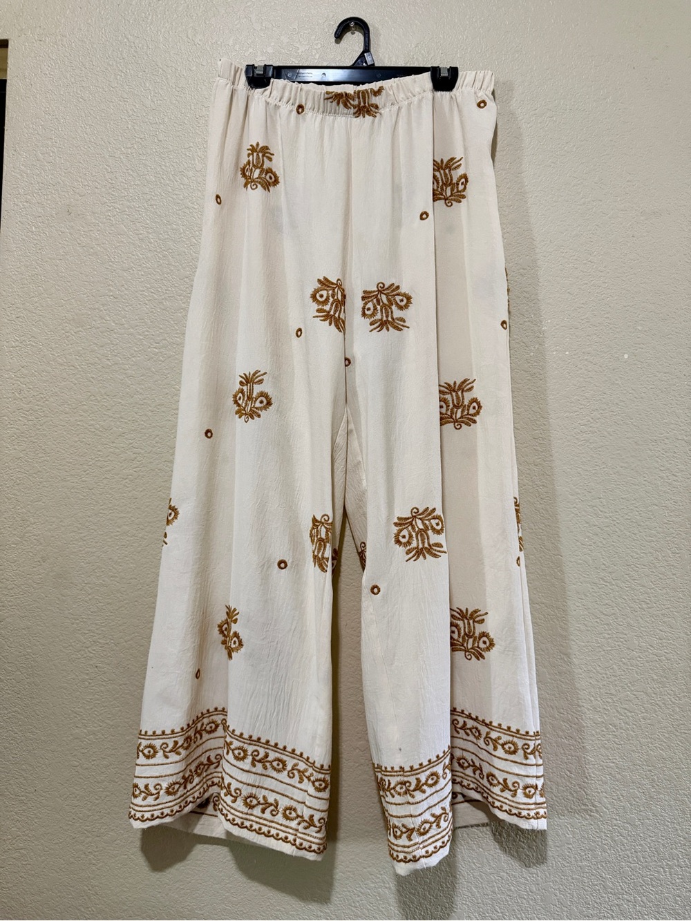 fig and flower Cream Wide-Leg white bohemian palazzo pants size PXL